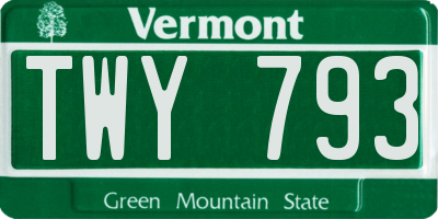 VT license plate TWY793