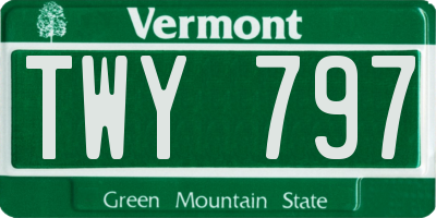 VT license plate TWY797