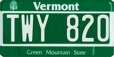 VT license plate TWY820