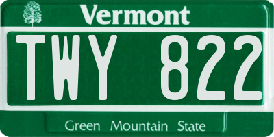 VT license plate TWY822
