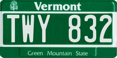 VT license plate TWY832