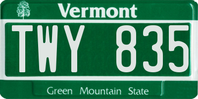 VT license plate TWY835