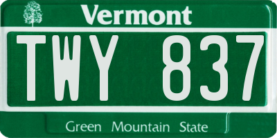 VT license plate TWY837