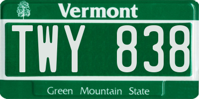 VT license plate TWY838