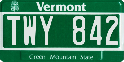 VT license plate TWY842