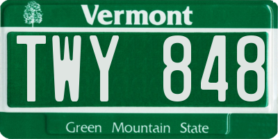 VT license plate TWY848