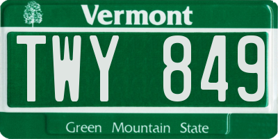 VT license plate TWY849