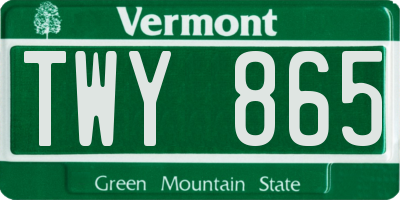 VT license plate TWY865
