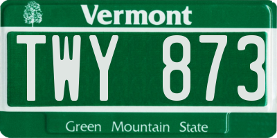 VT license plate TWY873
