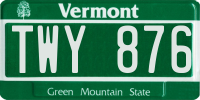 VT license plate TWY876