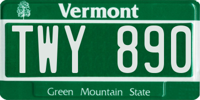 VT license plate TWY890