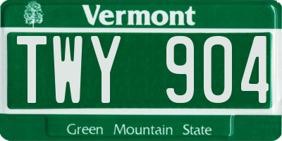 VT license plate TWY904