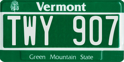 VT license plate TWY907