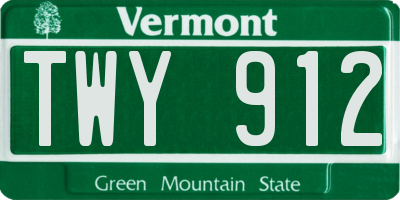 VT license plate TWY912