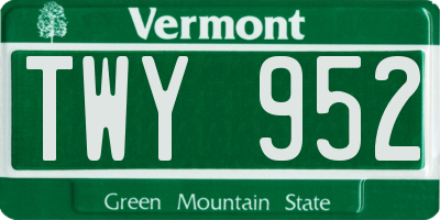 VT license plate TWY952