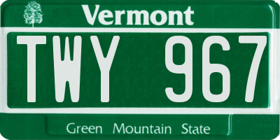 VT license plate TWY967