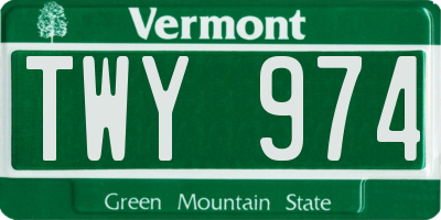 VT license plate TWY974