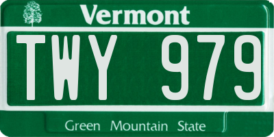VT license plate TWY979