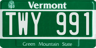 VT license plate TWY991