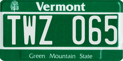 VT license plate TWZ065