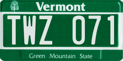 VT license plate TWZ071