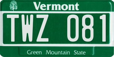 VT license plate TWZ081