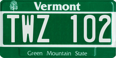 VT license plate TWZ102