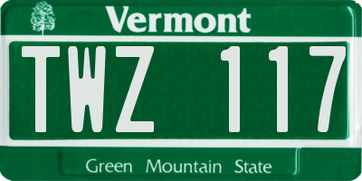 VT license plate TWZ117