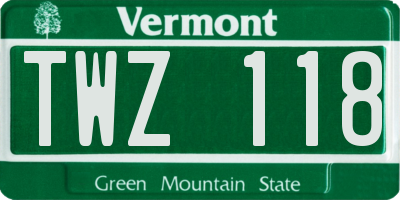 VT license plate TWZ118