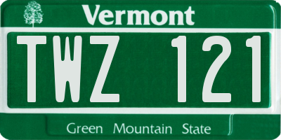 VT license plate TWZ121