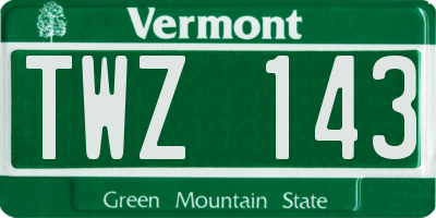 VT license plate TWZ143