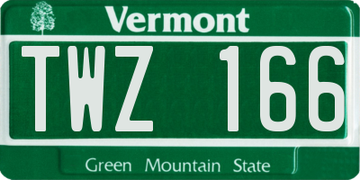 VT license plate TWZ166