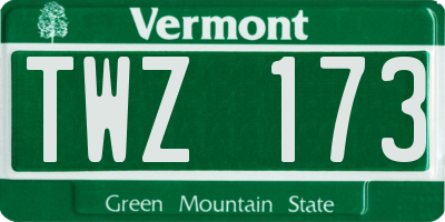VT license plate TWZ173