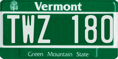 VT license plate TWZ180