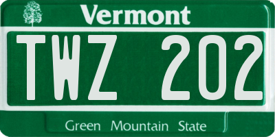 VT license plate TWZ202