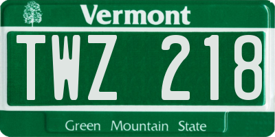 VT license plate TWZ218