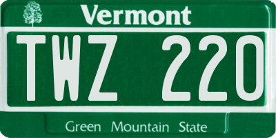 VT license plate TWZ220