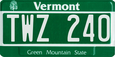 VT license plate TWZ240