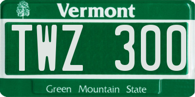 VT license plate TWZ300
