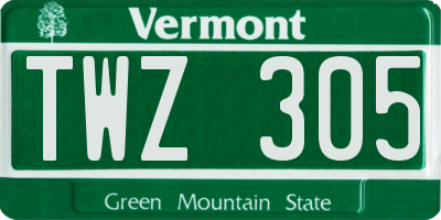 VT license plate TWZ305