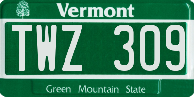 VT license plate TWZ309
