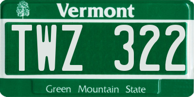 VT license plate TWZ322