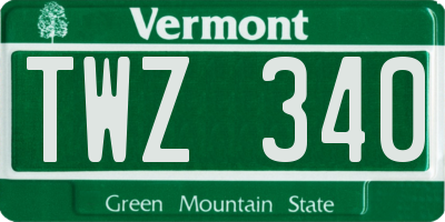 VT license plate TWZ340
