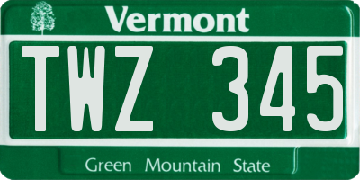 VT license plate TWZ345