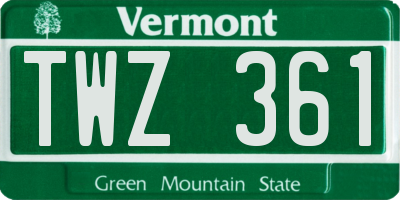 VT license plate TWZ361