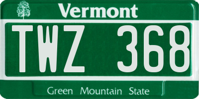 VT license plate TWZ368