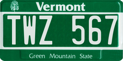 VT license plate TWZ567