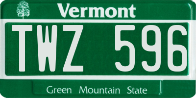 VT license plate TWZ596