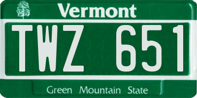 VT license plate TWZ651