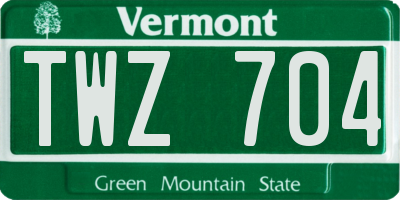 VT license plate TWZ704